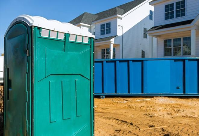 hygiene and convenience combine with these portable toilets on a work site